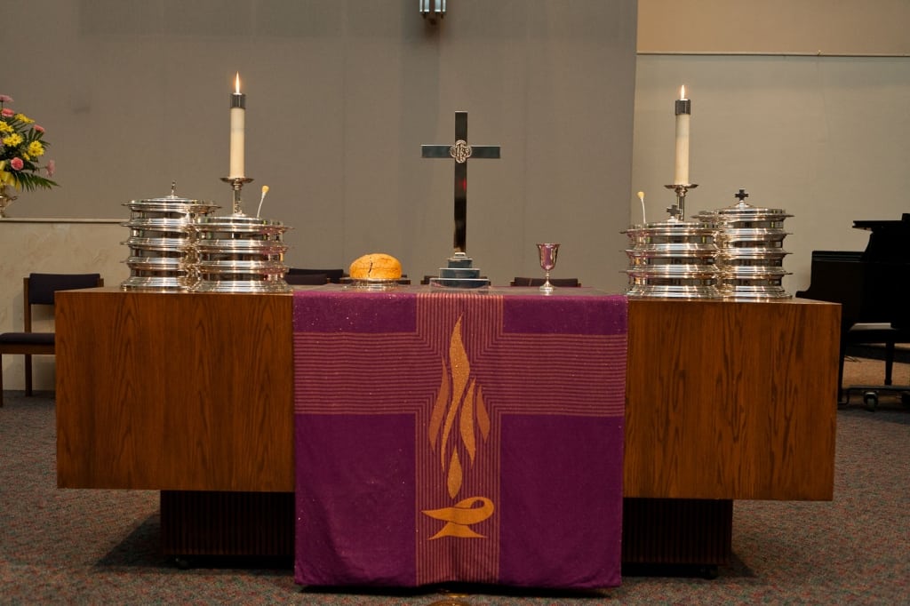 The table is set for the eucharist