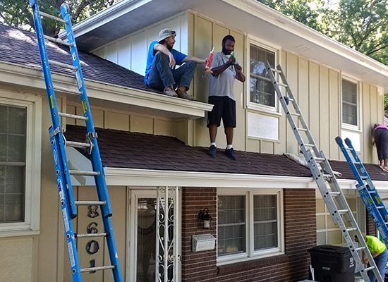 Taking a break during a housing project