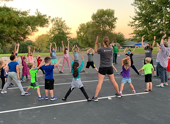 Kids doing stretches